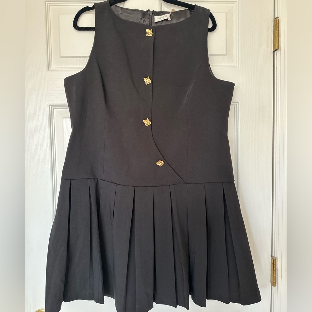 Meshki Charcoal Pleated Midi Dress